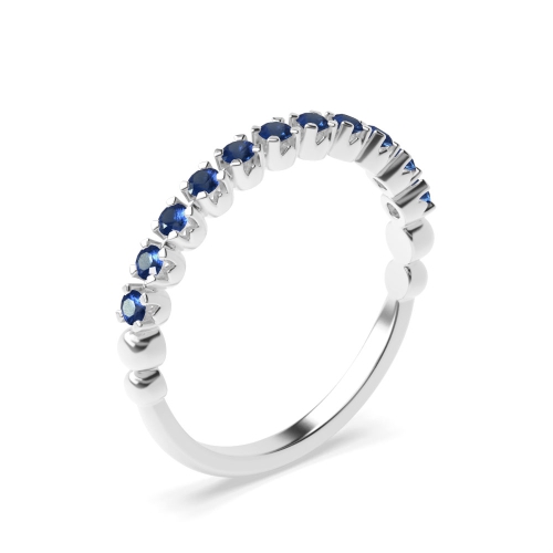 4 Prong Round Blue Sapphire Eternity Diamond Ring