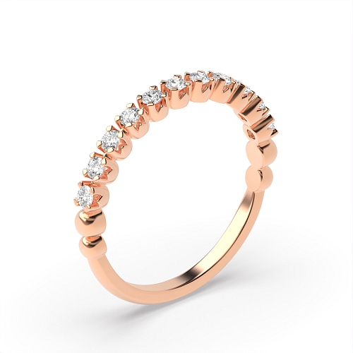 4 Prong Round Rose Gold U shaped setting Eternity Wedding Band