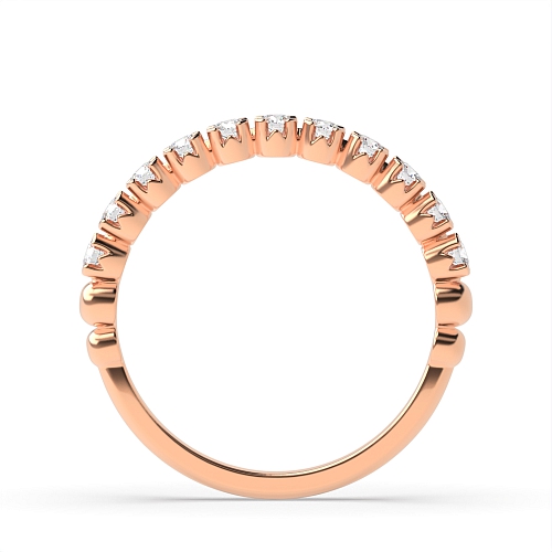 4 Prong Round Rose Gold U shaped setting Eternity Wedding Band