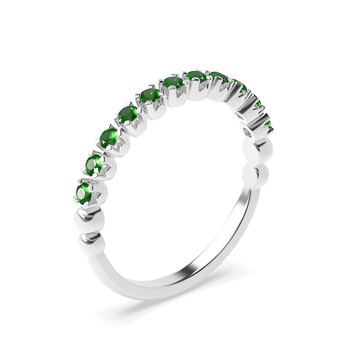 4 Prong Round U shaped setting Emerald Diamond Rings