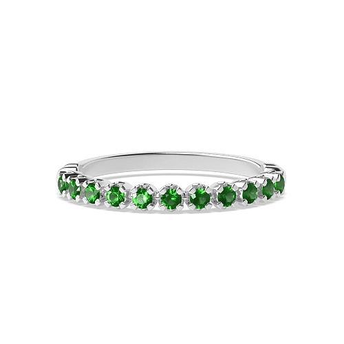 4 Prong Round U shaped setting Emerald Diamond Rings