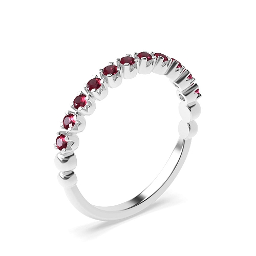 4 Prong Round U shaped setting Ruby Diamond Rings