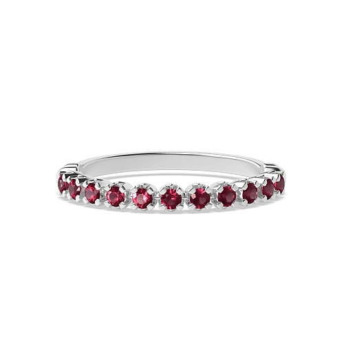 4 Prong Round U shaped setting Ruby Diamond Rings