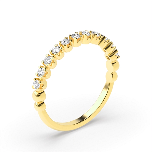 4 Prong Round Yellow Gold U shaped setting Diamond Rings