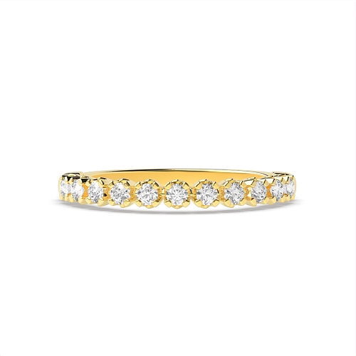 4 Prong Round Yellow Gold U shaped setting Diamond Rings