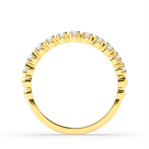 4 Prong Round Yellow Gold U shaped setting Diamond Rings