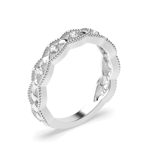 4 Prong Setting Vintage Art Deco Stackable Lab Grown Diamond Half Eternity Ring (4.00mm)