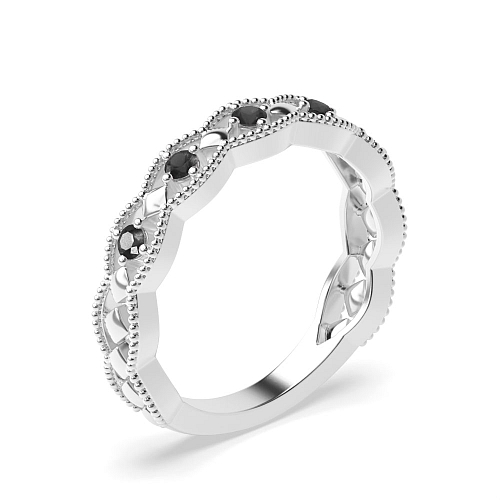 4 Prong Round Vintage art deco milligrains Black Eternity Diamond Rings