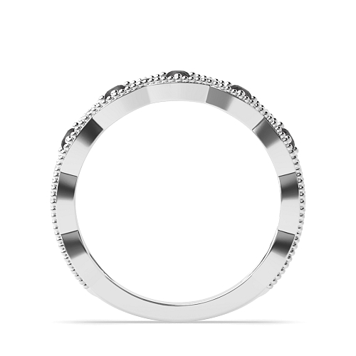 4 Prong Round Vintage art deco milligrains Black Eternity Diamond Rings