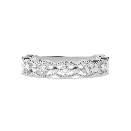 4 Prong Round White Gold Half Eternity Diamond Ring