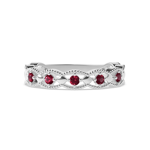 4 Prong Round Vintage art deco milligrains Ruby Diamond Rings