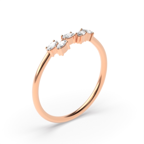 4 Prong Oval Rose Gold Unusual 5 stone Eternity Diamond Rings