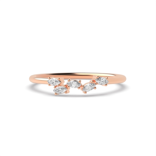 4 Prong Oval Rose Gold Unusual 5 stone Eternity Diamond Rings
