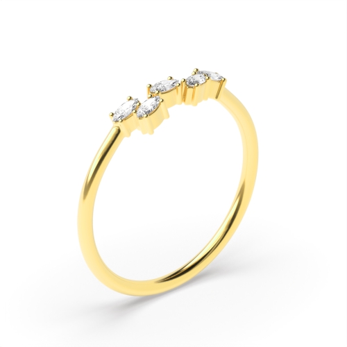 4 Prong Oval Yellow Gold Unusual 5 stone Cluster Diamond Rings