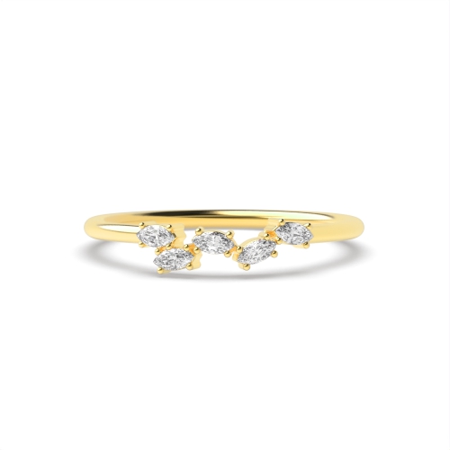 4 Prong Oval Yellow Gold Unusual 5 stone Cluster Diamond Rings
