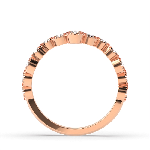 Pave Setting Round Rose Gold Miligrain unique Unusual Wedding Diamond Rings