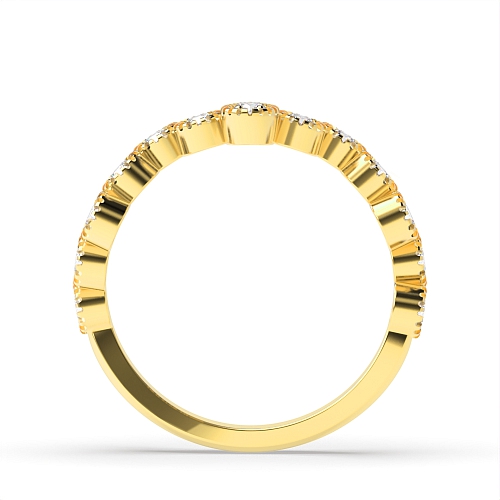 Pave Setting Round Yellow Gold Miligrain unique Eternity Diamond Rings