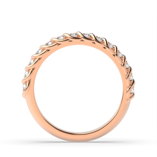 Pave Setting Round Rose Gold Twisting row Unusual Wedding Diamond Rings