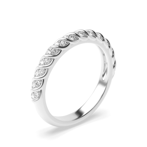 Pave Setting Round White Gold Twisting row Unique Eternity Bands Diamond Rings