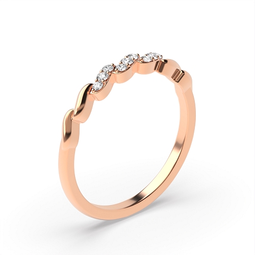 Pave Setting Round Rose Gold Cross bar Eternity Diamond Rings