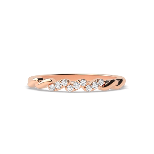Pave Setting Round Rose Gold Cross bar Eternity Diamond Rings