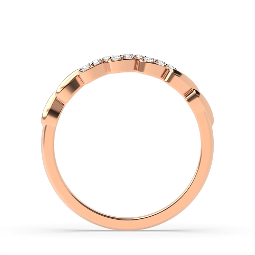 Pave Setting Round Rose Gold Cross bar Eternity Diamond Rings