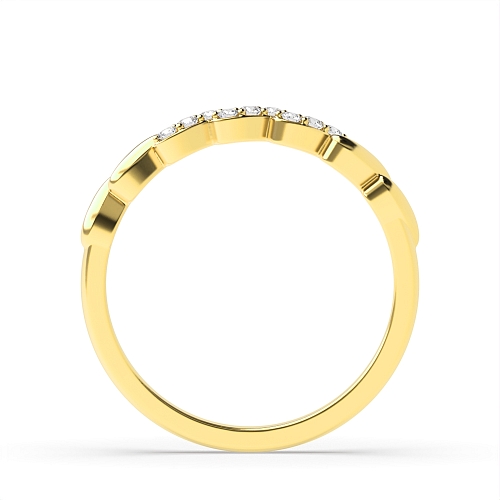 Pave Setting Round Yellow Gold Cross bar Eternity Diamond Rings