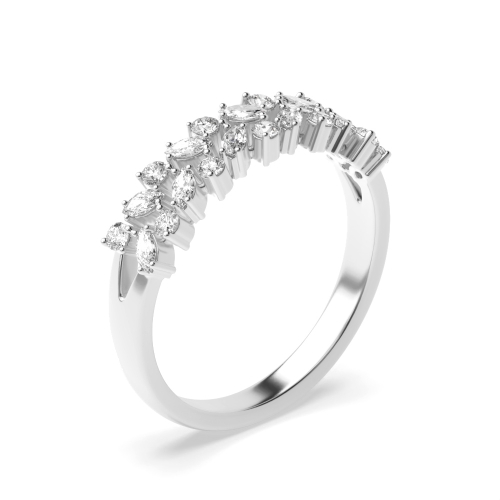 4 Prong Marquise/Round Unique 2 rows Moissanite Eternity Diamond Rings