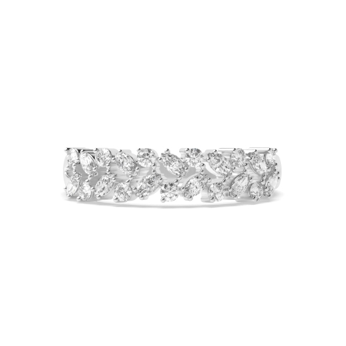 4 Prong Marquise/Round Unique 2 rows Moissanite Eternity Diamond Rings