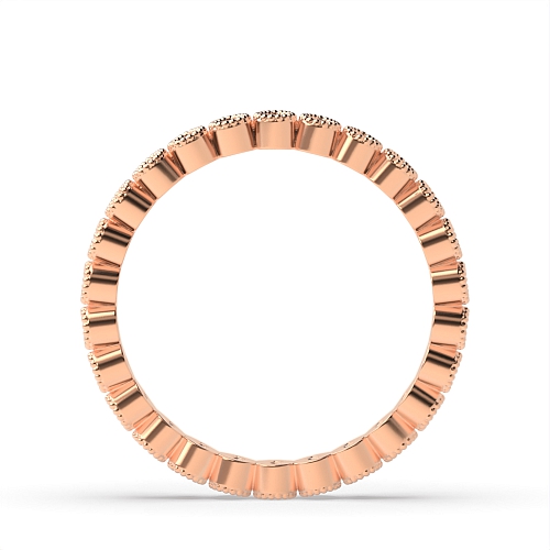 Pave Setting Round Rose Gold Classic milligrain Unusual Eternity Diamond Rings