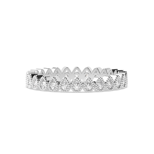Pave Setting Round White Gold Classic milligrain Full Eternity Diamond Rings