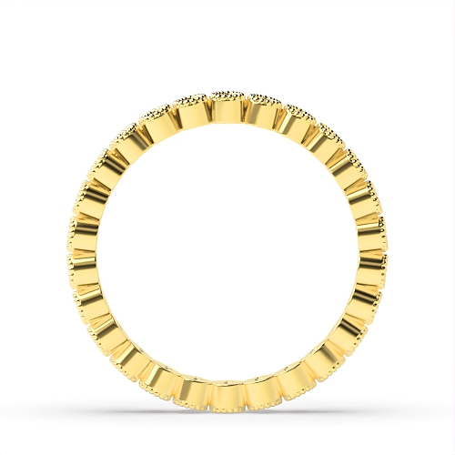 Pave Setting Round Yellow Gold Classic milligrain Eternity Diamond Rings