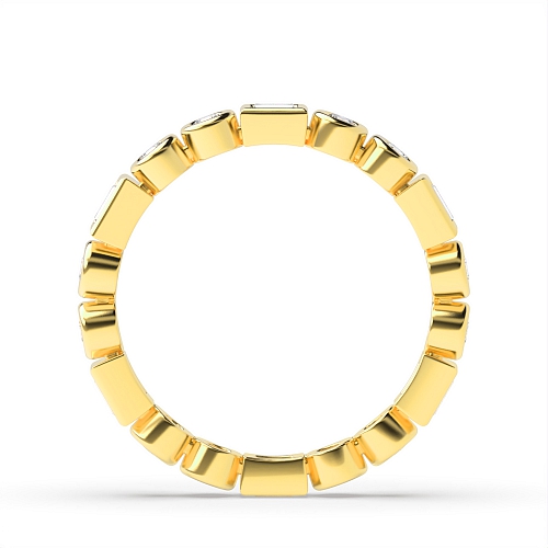 Bezel Setting Round/Baguette Yellow Gold Unique Eternity Diamond Rings