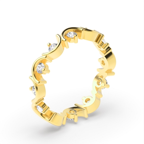 3 Prong Round Yellow Gold Art deco unique Diamond Rings