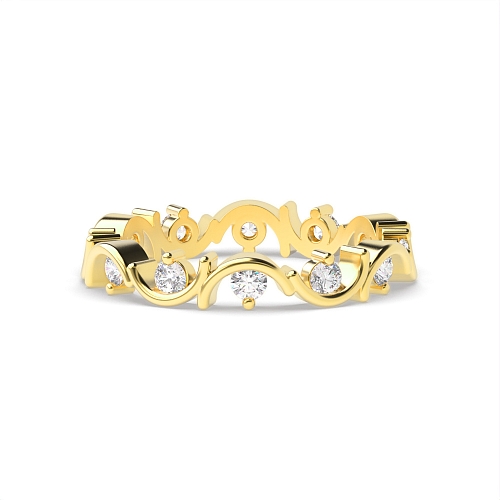 3 Prong Round Yellow Gold Art deco unique Diamond Rings