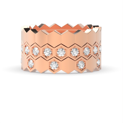 Pave Setting Round Rose Gold Stackable Unusual Eternity Diamond Rings