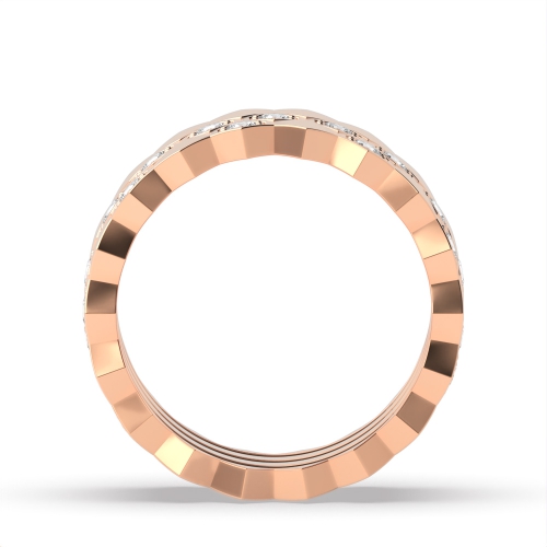 Pave Setting Round Rose Gold Stackable Unusual Eternity Diamond Rings