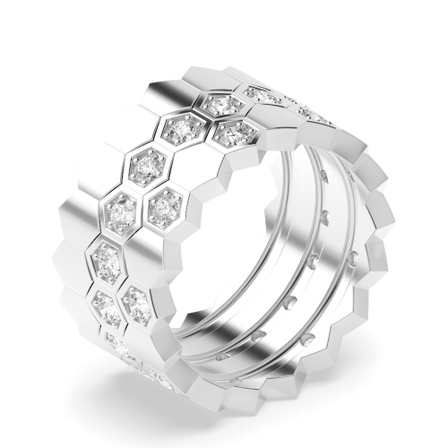 Pave Setting Round White Gold Stackable Full Eternity Diamond Rings