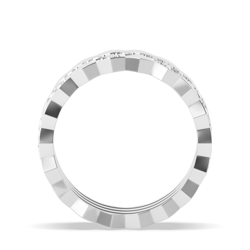 Pave Setting Round White Gold Stackable Full Eternity Diamond Rings