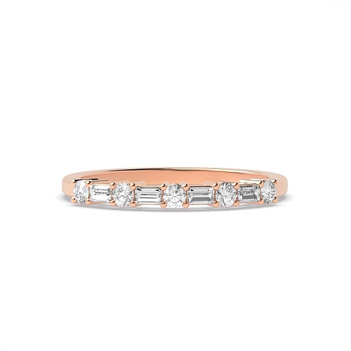 4 Prong Round/Baguette Rose Gold Unique Eternity Diamond Rings