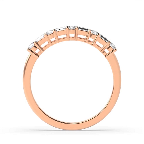 4 Prong Round/Baguette Rose Gold Unique Eternity Diamond Rings