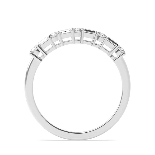 4 Prong Round/Baguette Unique Half Eternity Diamond Ring