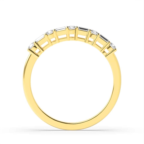 4 Prong Round/Baguette Yellow Gold Unique Eternity Diamond Rings