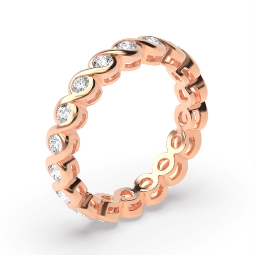 Channel Setting Round Rose Gold S link Eternity Diamond Rings