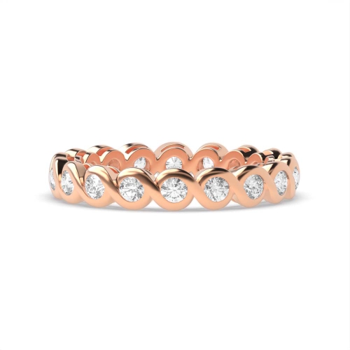 Channel Setting Round Rose Gold S link Eternity Diamond Rings
