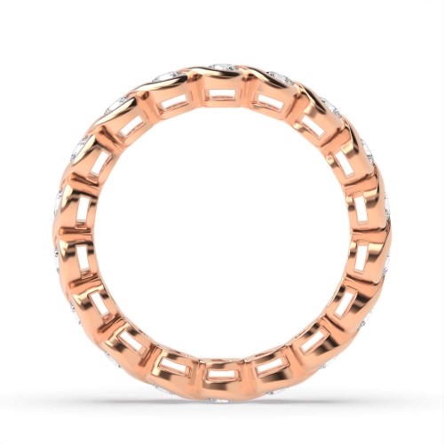 Channel Setting Round Rose Gold S link Eternity Diamond Rings