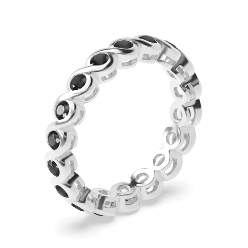Channel Setting Round S link Black Eternity Diamond Rings