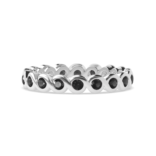 Channel Setting Round S link Black Eternity Diamond Rings