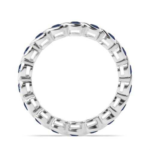 Channel Setting Round S link Blue Sapphire Diamond Rings