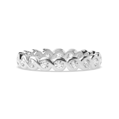 Channel Setting Round White Gold S link Full Eternity Diamond Rings